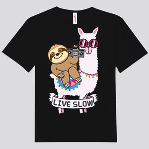 Live Slow Llama Shirts