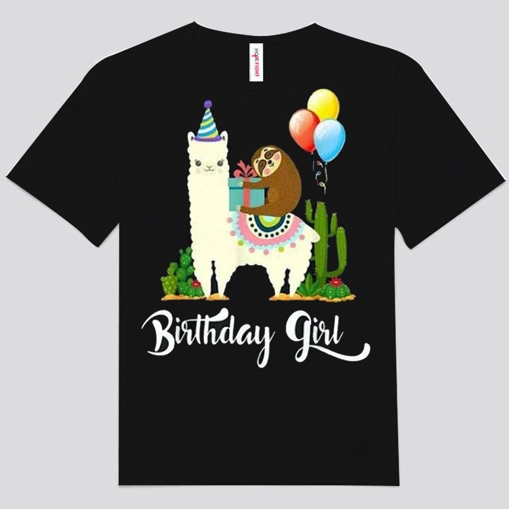Birthday Girl Sloth Riding Llama Shirts