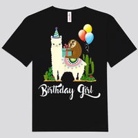 Birthday Girl Sloth Riding Llama Shirts