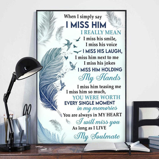 Póster conmemorativo "Mi alma gemela, lo extraño" en lienzo