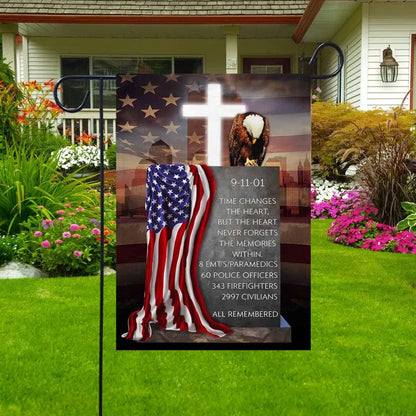 9-11-01 All Remembered Memorial Day Bandera de casa y jardín