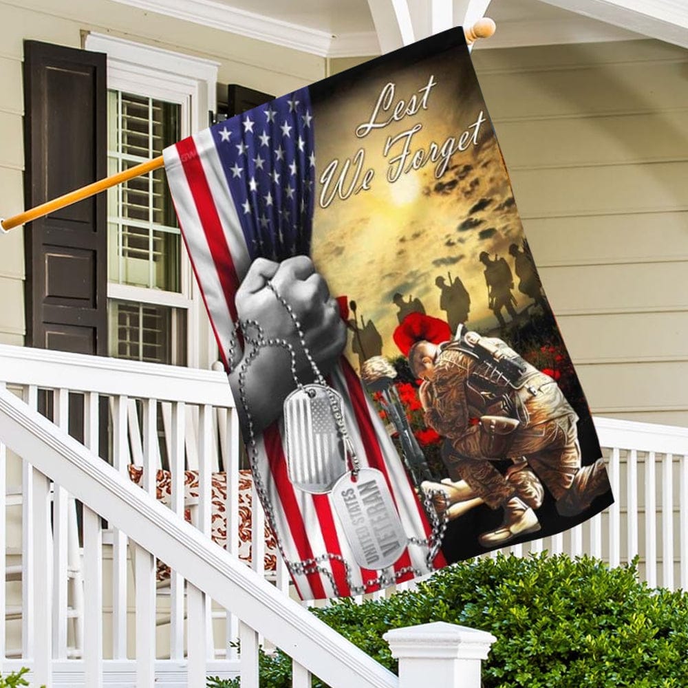 Lest We Forget US Veteran Memorial Day House & Garden Flag