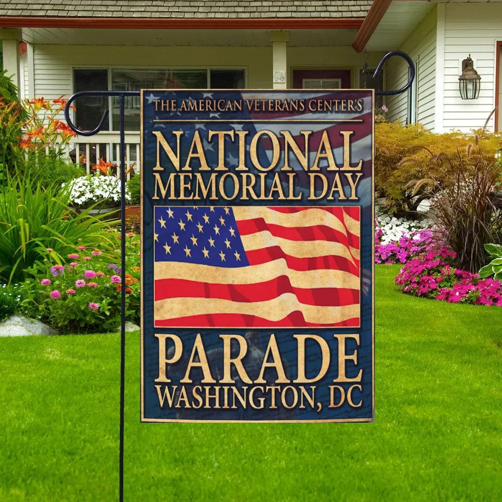 Bandera de la casa y el jardín del desfile del Día Nacional de los Caídos en Washington DC