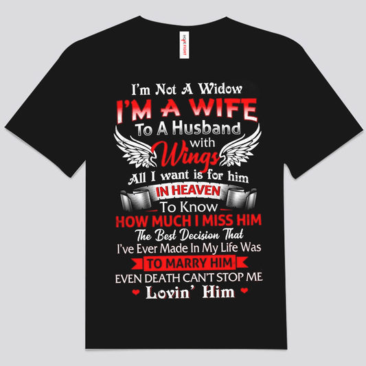 Soy la esposa de un marido con alas en el cielo Camisetas conmemorativas