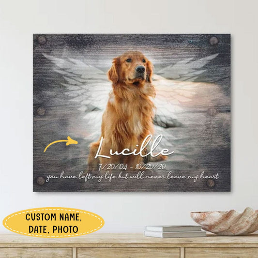 Te fuiste de mi vida pero nunca te irás de mi corazón Póster conmemorativo personalizado para mascotas, lienzo