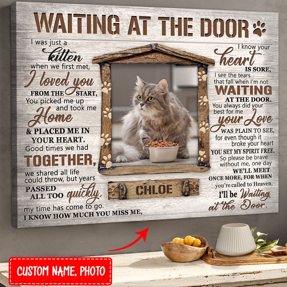 Waiting At The Door Personalized Pet Memorial Poster, Canvas