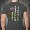 Autism Awareness Support Shirt, No One Fights Alone Ribbon American Flag