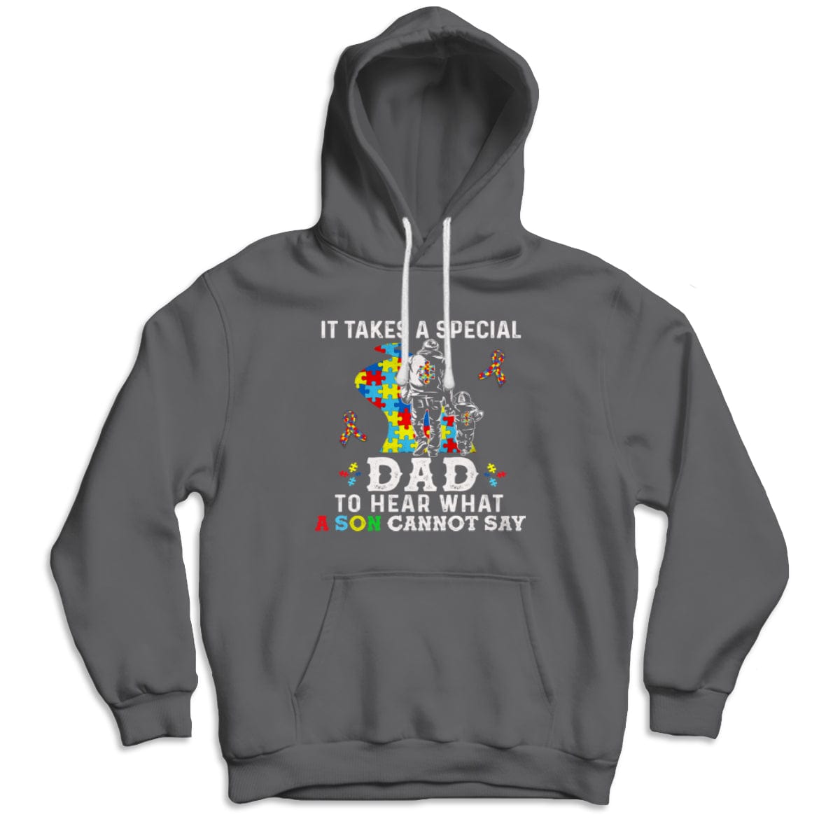 Camiseta para papá con autismo, se necesita un papá especial para escuchar lo que su hijo no puede decir, cinta con forma de pieza de rompecabezas