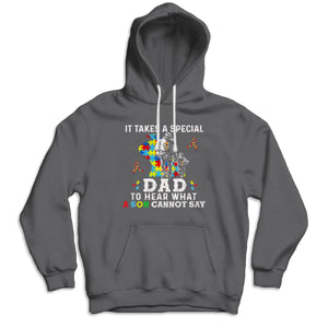 Autism Dad Shirt, It Takes Special Dad To Hear What Son Cannot Say, Puzzle Piece Road Ribbon