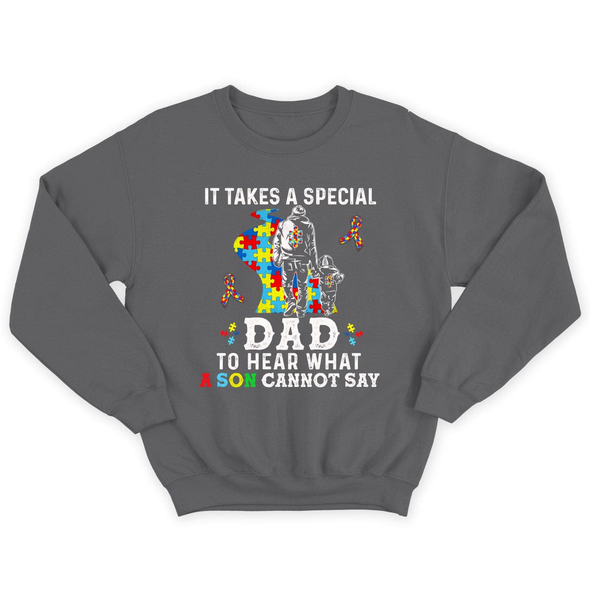 Camiseta para papá con autismo, se necesita un papá especial para escuchar lo que su hijo no puede decir, cinta con forma de pieza de rompecabezas
