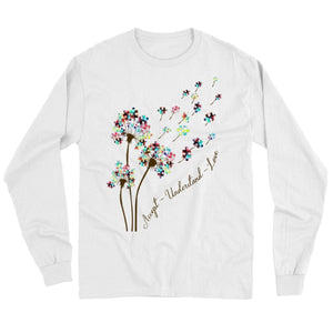 Autism Acceptance Shirt, Accept Understand Love With Puzzle Piece Dandelion