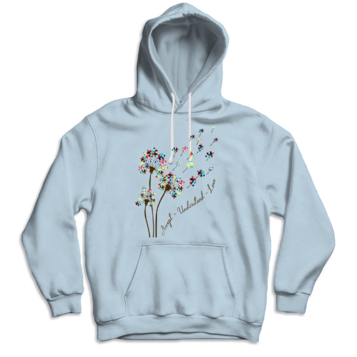Camiseta de aceptación del autismo, aceptar, comprender, amar con la pieza del rompecabezas del diente de león