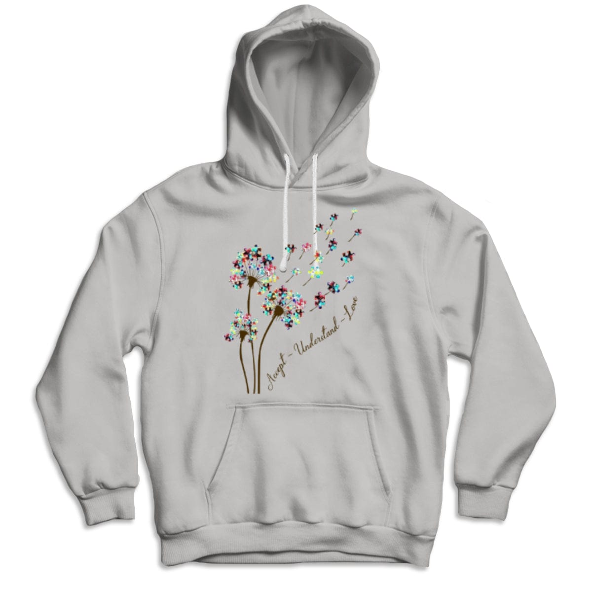 Camiseta de aceptación del autismo, aceptar, comprender, amar con la pieza del rompecabezas del diente de león
