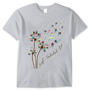 Autism Acceptance Shirt, Accept Understand Love With Puzzle Piece Dandelion