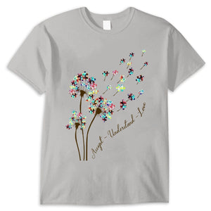 Autism Acceptance Shirt, Accept Understand Love With Puzzle Piece Dandelion