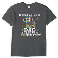 Autism Dad Shirt, It Takes Special Dad To Hear What Son Cannot Say, Puzzle Piece Road Ribbon