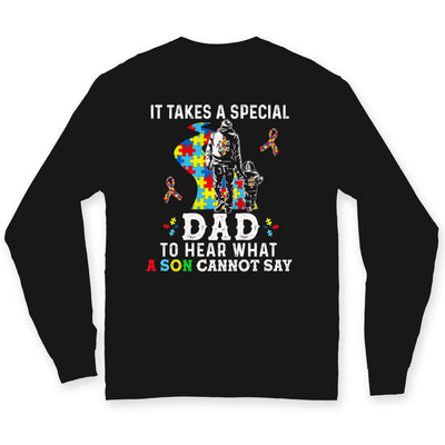 Autism Dad Shirt, It Takes Special Dad To Hear What Son Cannot Say, Puzzle Piece Road Ribbon