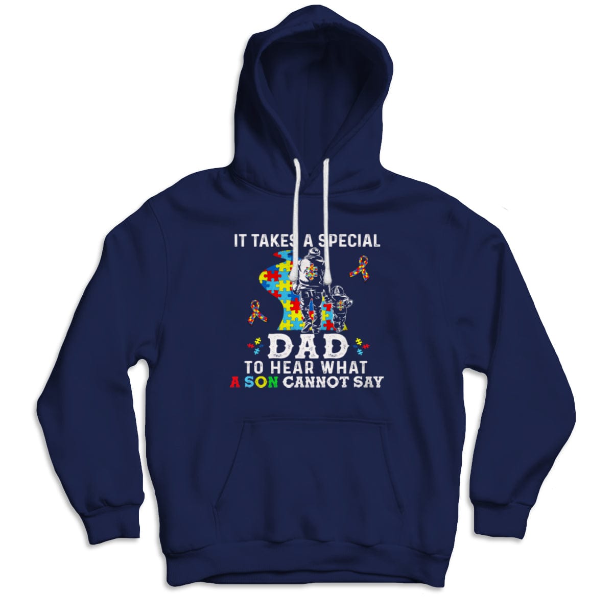 Camiseta para papá con autismo, se necesita un papá especial para escuchar lo que su hijo no puede decir, cinta con forma de pieza de rompecabezas