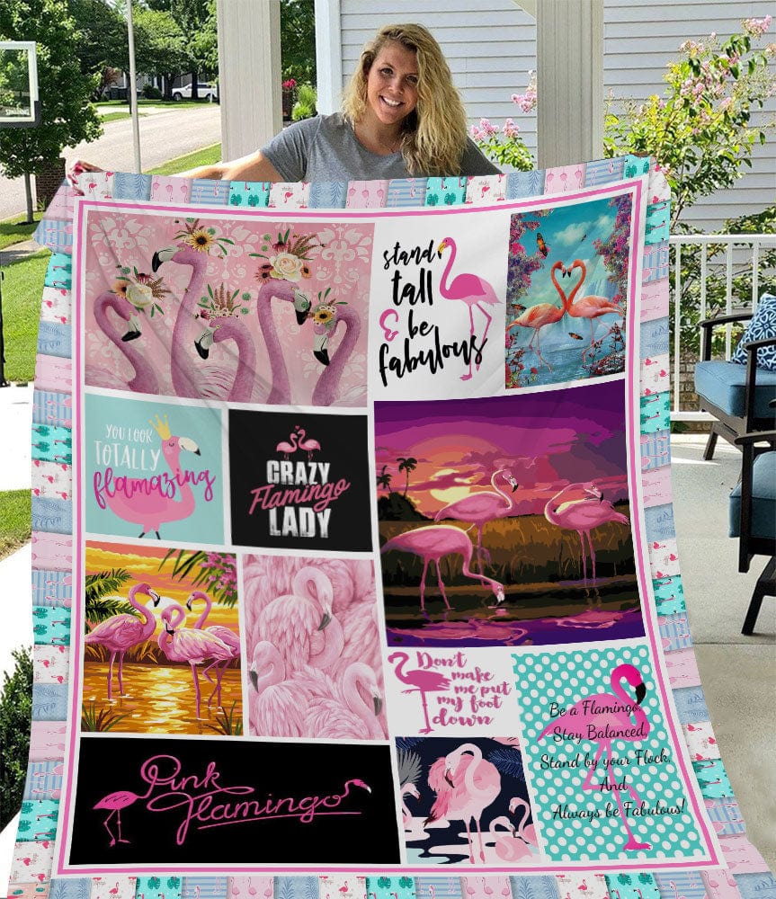 Crazy Flamingo Lady, manta de vellón y sherpa con diseño de flamenco