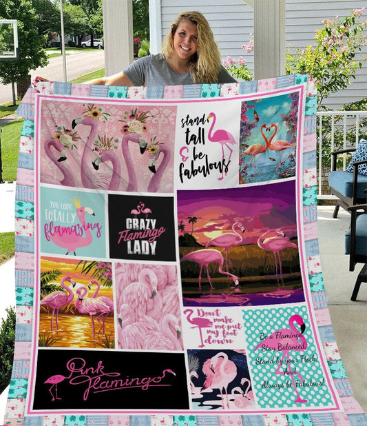 Crazy Flamingo Lady, manta de vellón y sherpa con diseño de flamenco