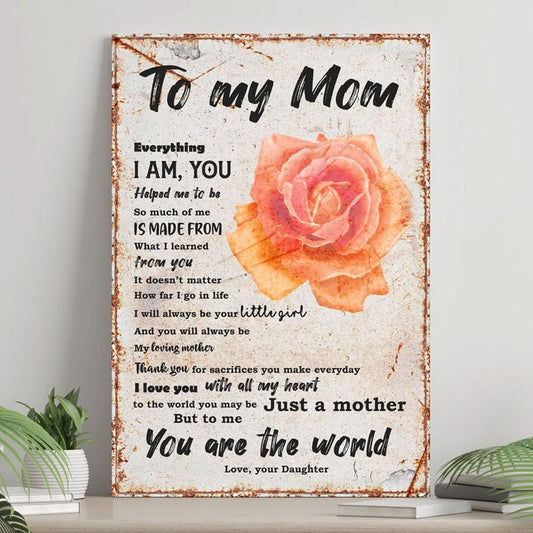 To My Mom Love From Daughter Rose Mother's Day Poster, Canvas