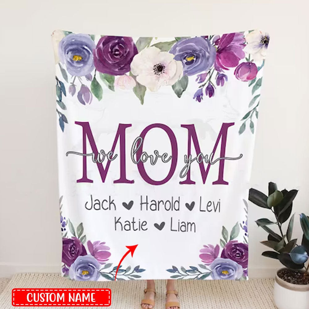 Mom We Love You Personalized Mother's Day Fleece & Sherpa Blanket