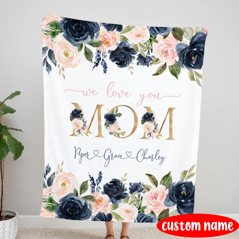 We Love You Mom Personalized Mother's Day Fleece & Sherpa Blanket