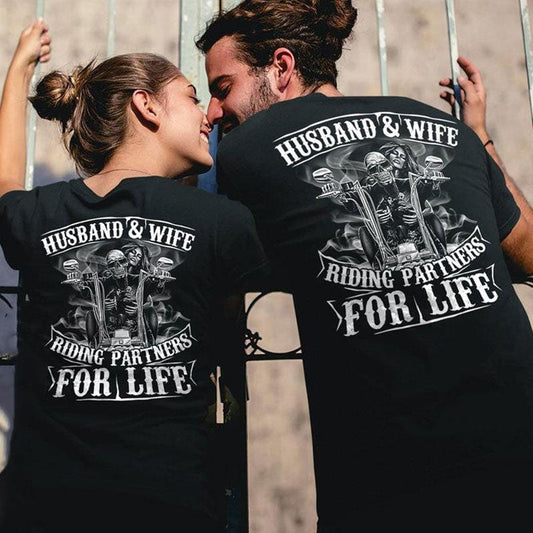 Camisas de motociclistas para marido y mujer que viajan juntos de por vida