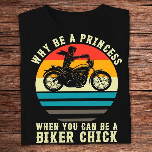 ¿Por qué ser una princesa cuando puedes ser una chica motera? Camisetas de motociclista vintage