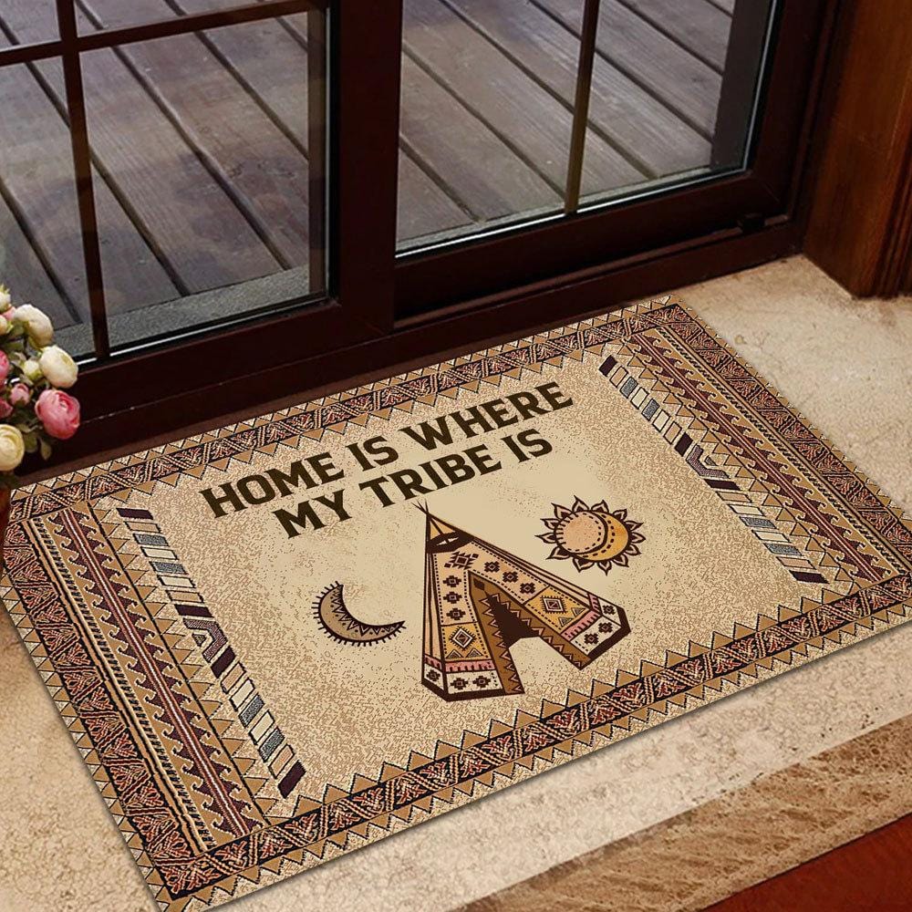 Home Is Where My Tribe Is Native American Doormat