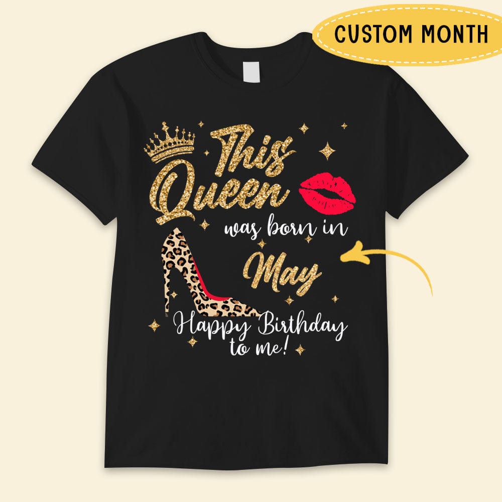 This Queen Was Born In May, Leopard Personalized Birthday Shirts