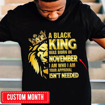 A Black King Was Born In November, Lion Personalized Birthday Shirts