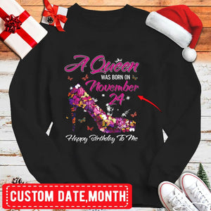 A Queen Was Born On November, Personalized Birthday Shirts, Hoodie