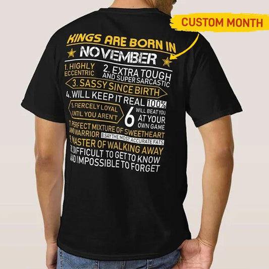 Los reyes nacen en noviembre, camisetas de cumpleaños personalizadas