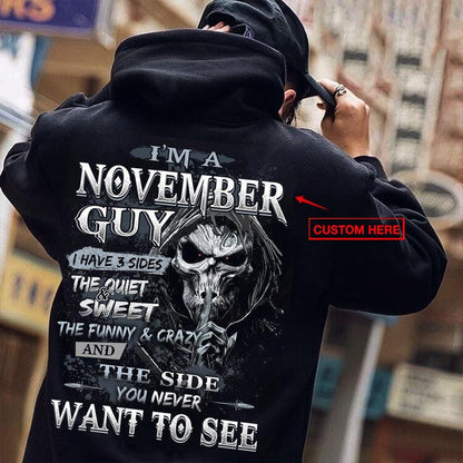 Soy un chico de noviembre, tengo 3 lados, camisetas de cumpleaños personalizadas