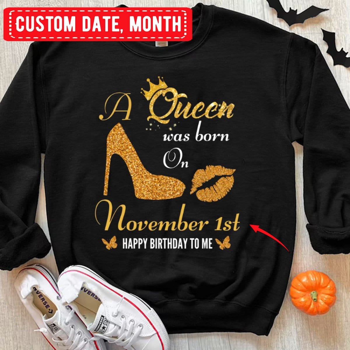A Queen Was Born On November Personalized Birthday Hoodie, Shirts