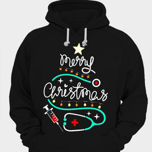 Camisetas de enfermeras con mensaje de feliz Navidad