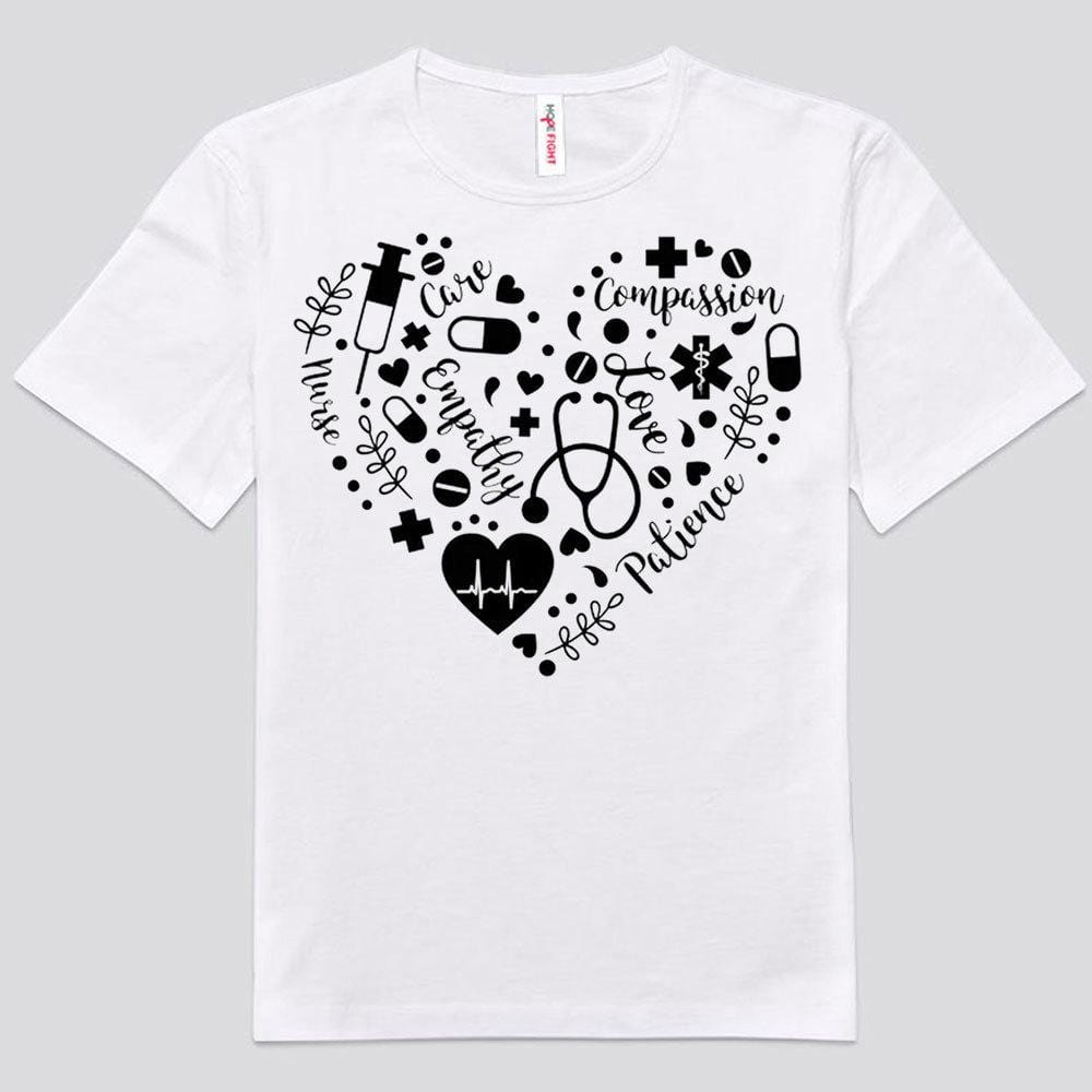 Love Care Empathy Patience Nurse Heart Shirts