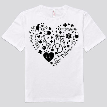Love Care Empathy Patience Nurse Heart Shirts