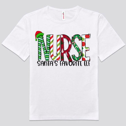 Santa's Favorite Elf Nurse Christmas Shirts