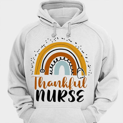 Thankful Rainbow Thanksgiving Nurse Shirts