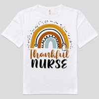 Thankful Rainbow Thanksgiving Nurse Shirts