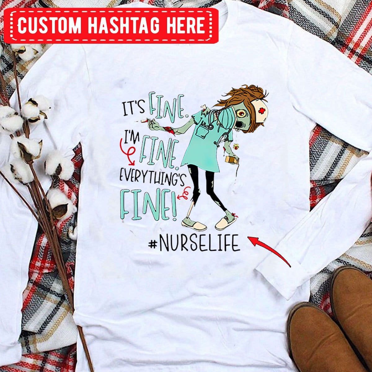 Está bien, estoy bien, todo está bien, sudadera con capucha y camisetas personalizadas de enfermera