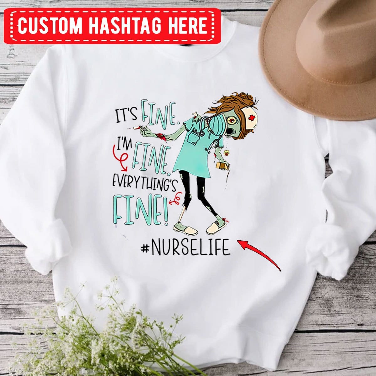 Está bien, estoy bien, todo está bien, sudadera con capucha y camisetas personalizadas de enfermera