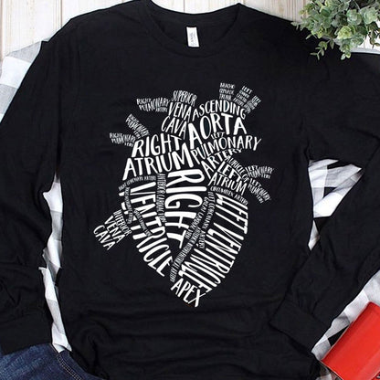 Right Atrium Ventricle Nurse Shirts With Heart