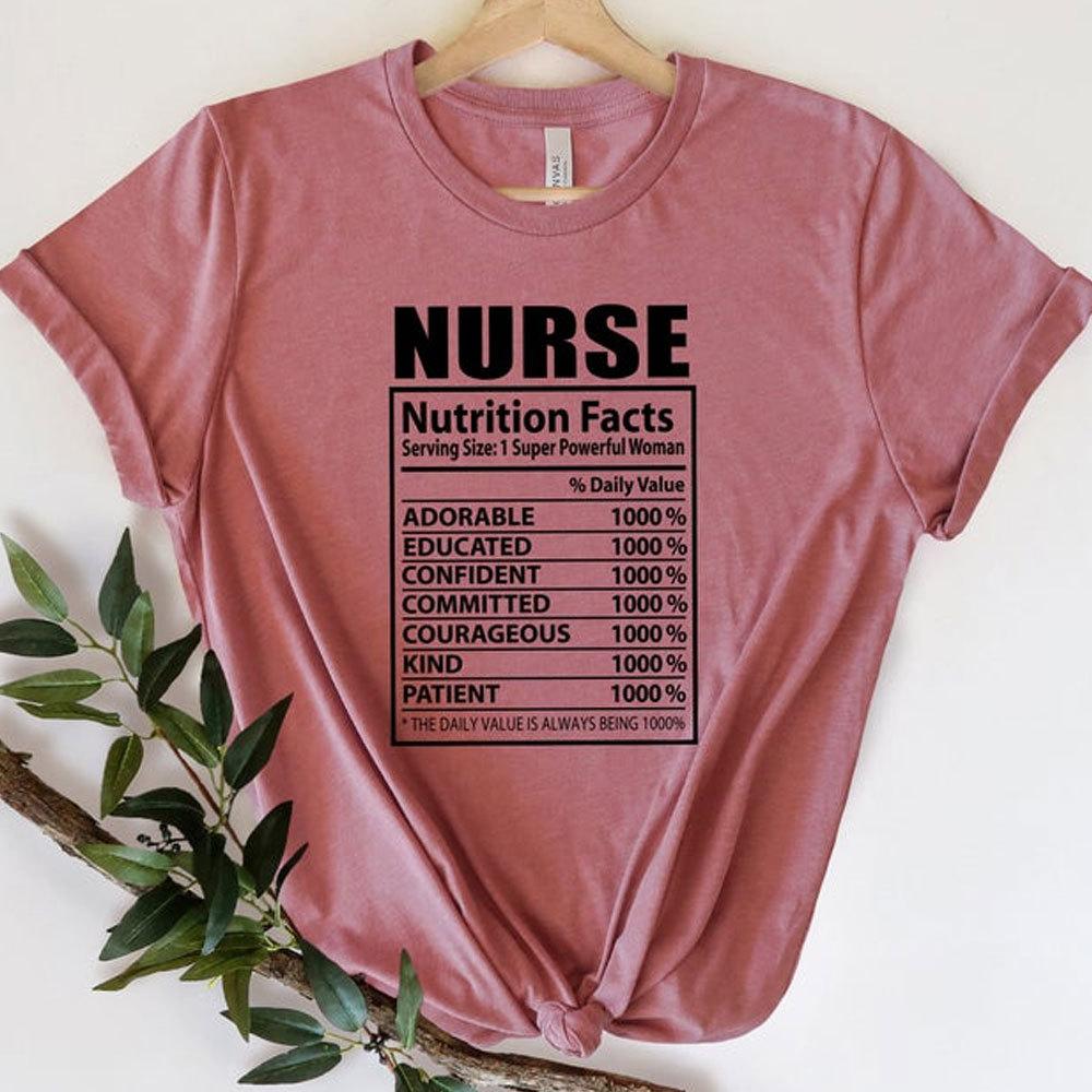 Camisetas divertidas de enfermeras con datos nutricionales