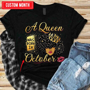 En octubre nació una reina, camisetas de cumpleaños personalizadas para mujeres afroamericanas