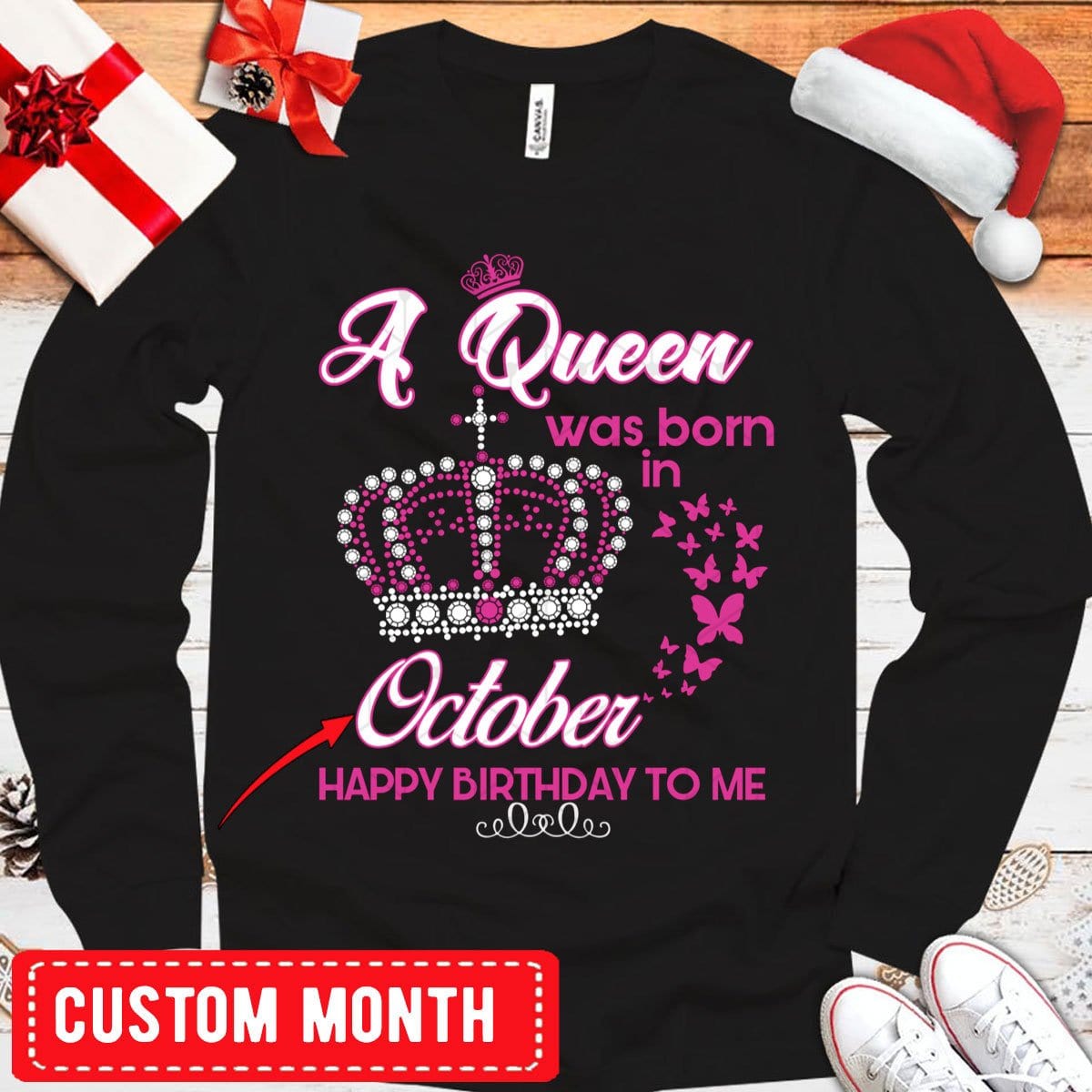 Nació una reina en octubre, camisetas de cumpleaños personalizadas, sudadera con capucha