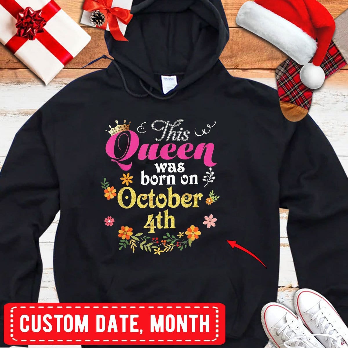 This Queen Was Born On October, Personalized Birthday Shirts, Hoodie