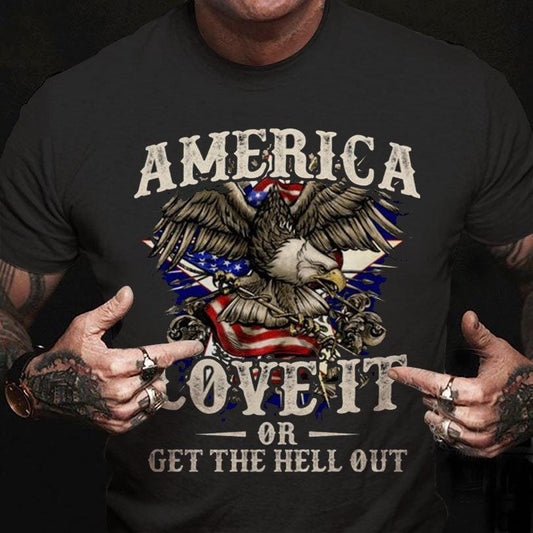 Camisetas patrióticas para hombres Ámalo o llévatelo al infierno, camisetas patrióticas estadounidenses